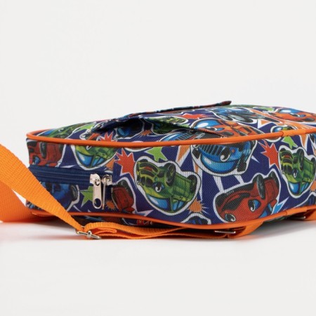 Baby backpack on lightning, external pocket, blue/orange color-2