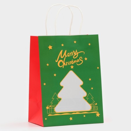 Gift package with the window "Christmas tree" 19 x 26 x 13 cm, green-1