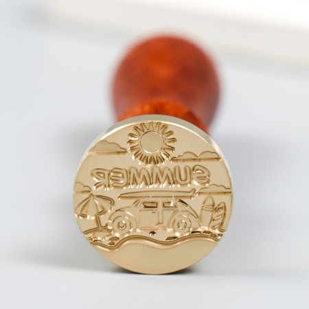 Printing for wax with a wooden handle "Summer Journey" 9x2.5x2.5 cm-1