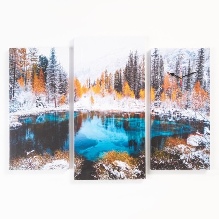 Watching modular modular hours, series: nature, "Winter Lake", 60 x 80 cm