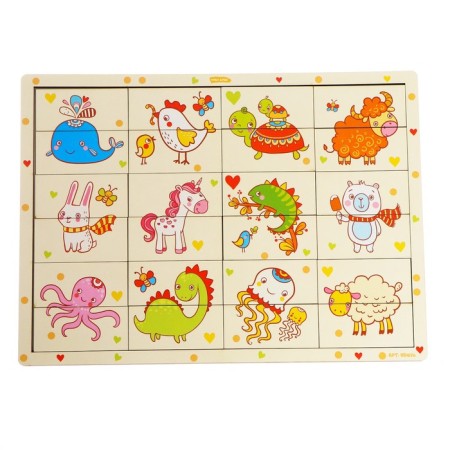Developing board "Pictures of the half. Learn animals-2 »Size: 22 × 30 cm, 3 +