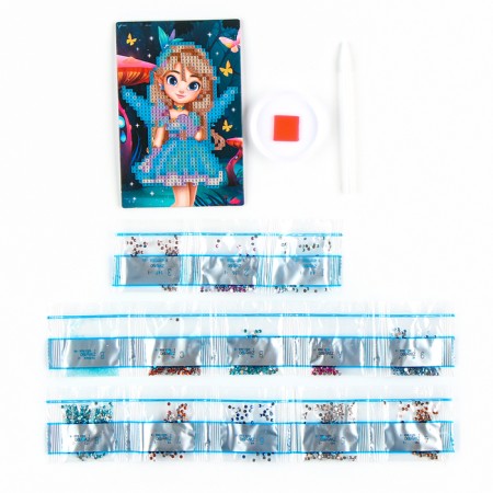 Diamond mosaic for children with luminous rhinestones "Fairy", 10 x 15 cm, set for creativity-2