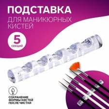 Manicure handle stand, 5 sections, 8 × 1 cm, transparent color