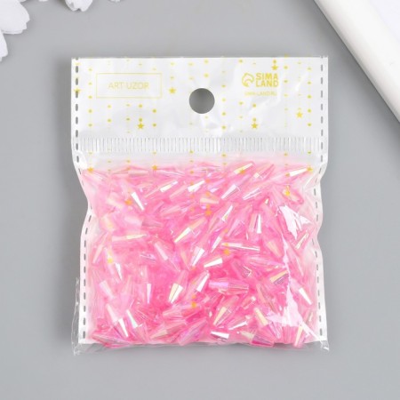 Beads for creativity Plastic "Rhombus Crystal Holography Pink" set 20 grams 0.6x0.6x1.2 cm 989630-3