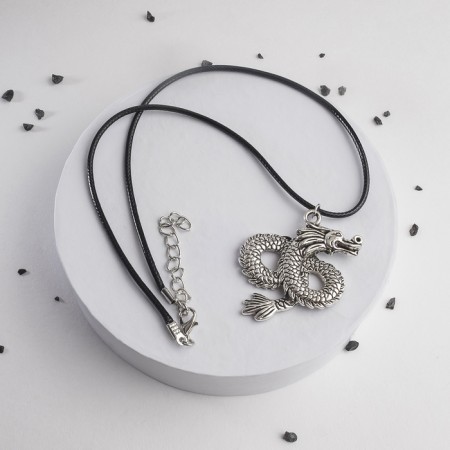 Piece on the cord "Snake", color black silver on a black lace, 42 cm-2