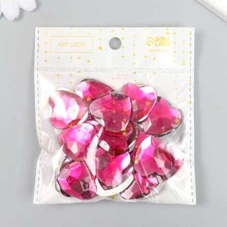 Decor for creativity Plastic "Rhinestones Heart. Fuchsia" set of 30 pcs 2.5x2.5 cm-3