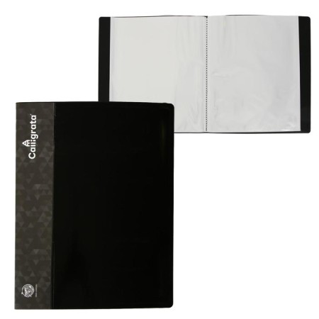 Folder with 100 A4 inserts, 700 μm, calligrata, pocket on the spine, black