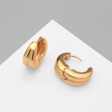 Earrings Metal "Chord" double circle, color gold-3