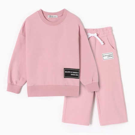 Set for girls (sweatshirt, trousers), dirty pink color, height 110 cm