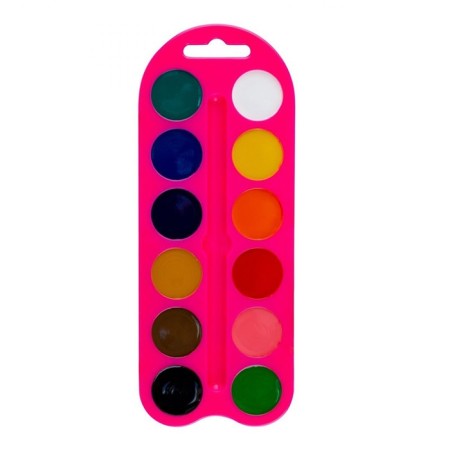 Honey watercolor ZHK "Flower", 12 colors, pink plastic case, without brush-3