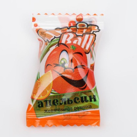 Chewing gum Fruit Ball with an orange filling, 4 g
