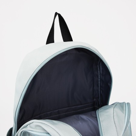 Youth backpack from textiles, 2 parts on lightning, 3 pockets, green color-5