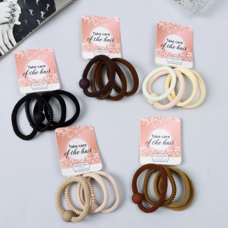 Hair elastic band "Milena" (set 4 pcs) spring bead, 4 cm, mix-1