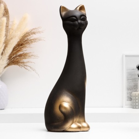 Figure "Cat" Black in gold, 14x40x15cm