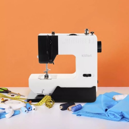 Sewing machine KitFort KT-6044, 9 W, 12 operations, semi-automatic, white-hourly-1