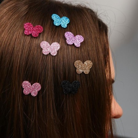Hair clips, butterflies, 8 pcs "Velcro", Winx-2