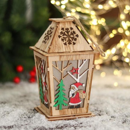 Figure New Year's Light "Santa Claus with gifts, in the flashlight" 10x15 cm