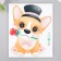 Sticker Plastic Interior color "dog in a cylinder with a rose" 24x29 cm