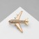 Brooch "Airplane", white color in gold