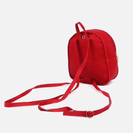 Mini-Ryukzak female made of artificial leather with lightning, 1 pocket, red color-1