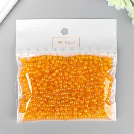 Beads for creativity plastic "Orange mother of pearl" set 20 g d = 0.4 cm-2
