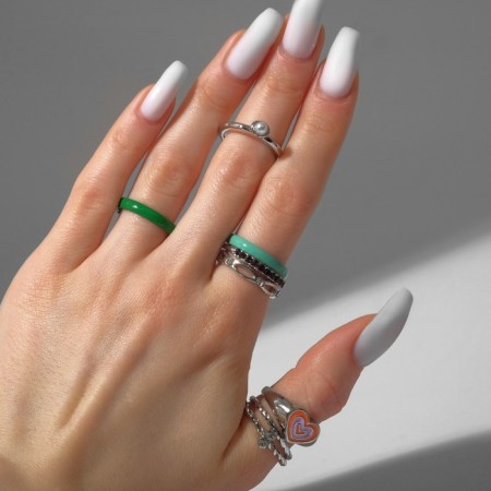 Ring set 8 pieces "Dream" heart, color with silver, size mix-3