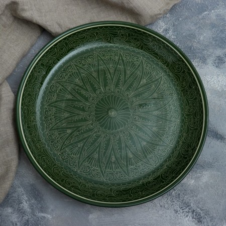 Round frog, 36 cm, Rishtan patterns, green-1