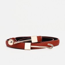 Women's belt, width 1 cm, metal buckle, redhead