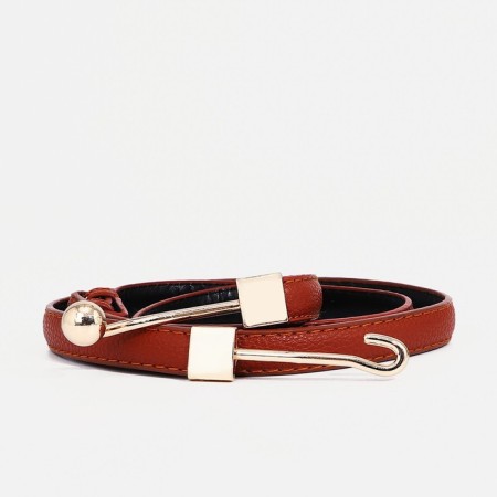 Women's belt, width 1 cm, metal buckle, redhead