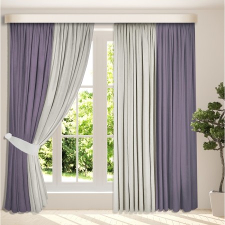 Set of curtains "Canvas", size 200x250 cm, 2 pcs, color purple gray-4