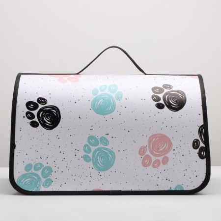 Bag - Frame Animal Carriage, 50 x 25 x 28 cm white with paws-3
