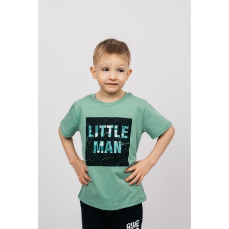 T -shirt for a boy, height 98 cm, color sage