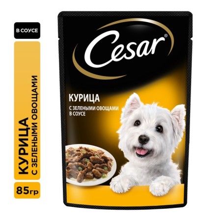 Wet Cesar food for dogs, chicken/green vegetables, spider, 85 g