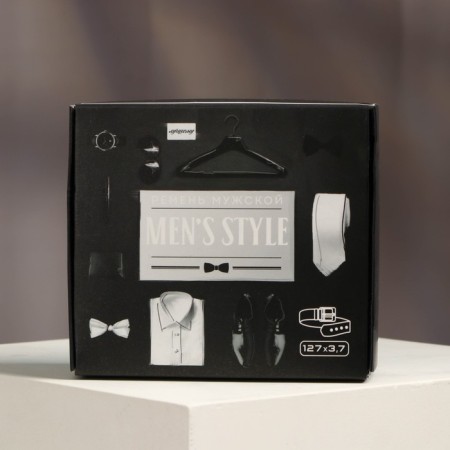 Male belt "male style", leatherette, black color-1
