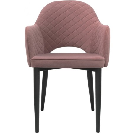 Metal frame chair Vener Metal/velor, black/pink 55x59x86 cm-1