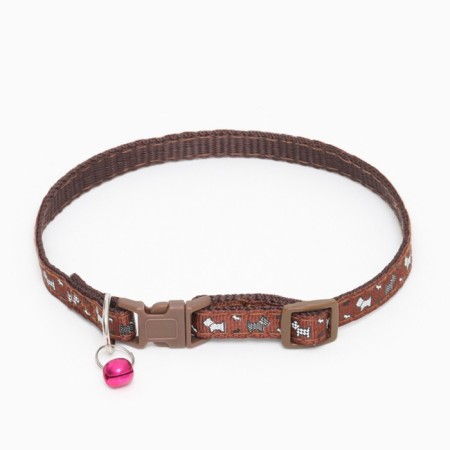 Collar "dog" with a bell, 30 x 1 cm, nylon, brown-1