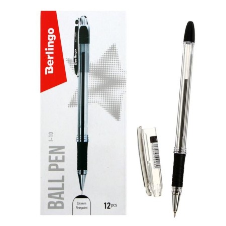 Ballpoint handle Berlingo I-10, black, 0.4 mm, rubber emphasis price per 1 piece.