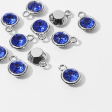 Circle-suspension “Circle” 1.6 × 1.2 × 0.8 cm, (set 10 pcs.), Blue color in silver