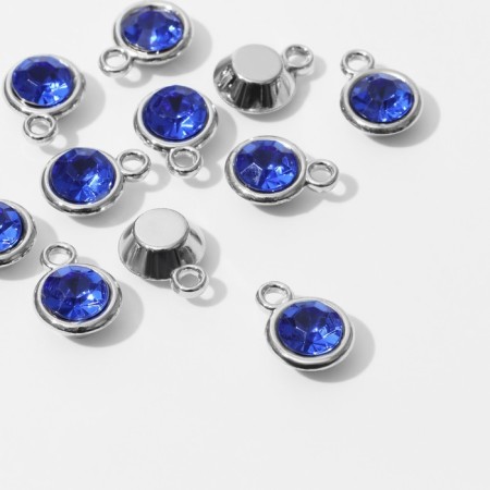 Circle-suspension “Circle” 1.6 × 1.2 × 0.8 cm, (set 10 pcs.), Blue color in silver