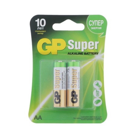 Battery Alkalin GP Super, AA, LR6-2BL, 1.5V, blister, 2 pcs.-1