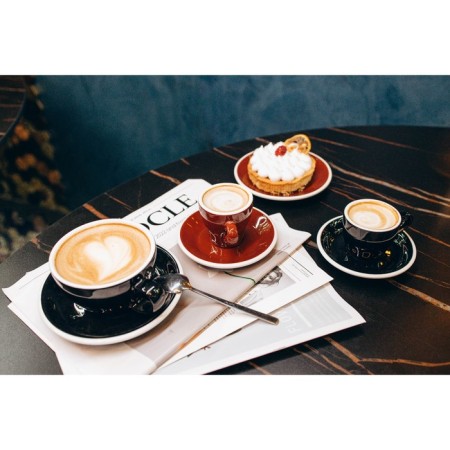 Coffee steam porcelain Magistro Coffee Time, 2 objects: a cup 300 ml, a saucer d = 15.5 cm, black color-10