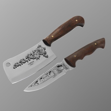 Set with skewers "Mountain Spirit" Case, Sharpura, two knives-11