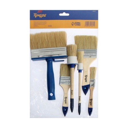 A set of tundra brushes, flat 3/4 ", 2", 3 ", round No. 2, No. 8, maclovice 30x120 mm, 6 pcs.-3