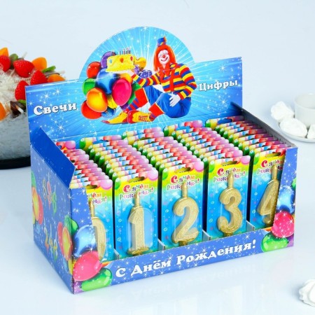 Show Box with candles for the cake numbers "Golden Disor" 10.2 cm, 50 pieces-3