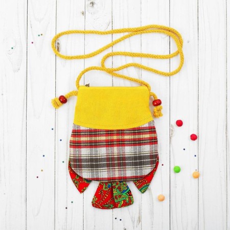 Soft handbag "owl", patchwork, species mix-1