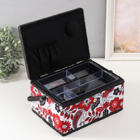 Casket for needlework "Folk Flower pattern" 19x26x14.5 cm-2