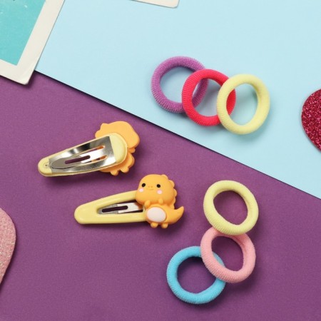 Caramel hair set (10 elastic bands 1.5 cm, 2 invisibility 3.5 cm) dragon, yellow-2