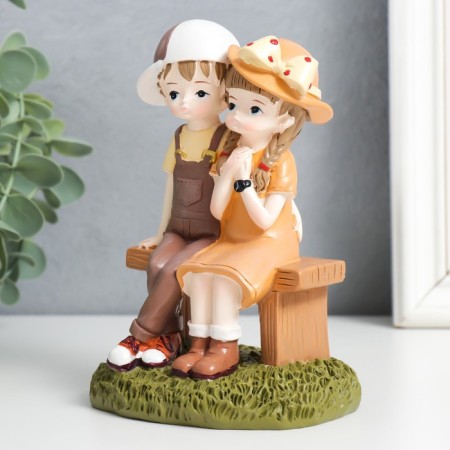Souvenir Polystone "Boy and girl on the bench" MIX 7x10.3x14.5 cm-4