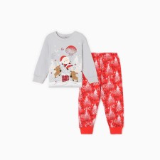 New Year. Pajama nursery (longshit/pants), gray/red color, height 116 cm