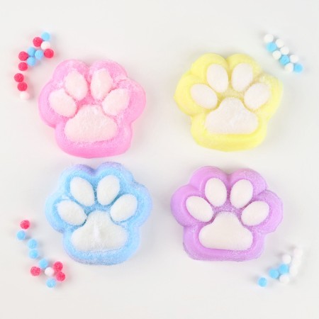 Squash anti -stress - a toy "Cat's foot", with a fluffy sprinkle, mix-10